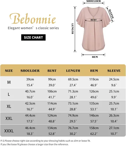 Vista 6 de Bebonnie Blusa de gasa de ajuste holgado para mujer, manga con volantes, cuello en V