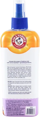 Vista 4 de Arm & Hammer Spray para control de olores y reducción de caspa para gatos con bicarbonato de sodio desodorizante, espray perfumado de madera