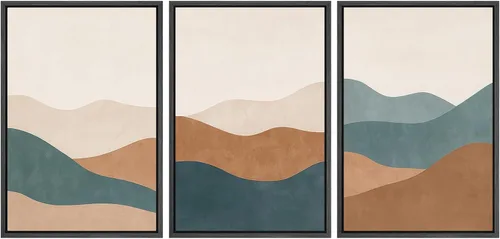 Vista 128 de SIGNWIN Lienzo enmarcado para pared, juego de arte sereno de pantanos con humedales verdes e ilustraciones de agua tranquila, arte moderno