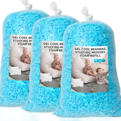 Vista 16 de Relleno de puf, relleno de espuma viscoelástica triturada de 5 libras, relleno de almohada suave para sofá, cojín, animales de peluche, cama