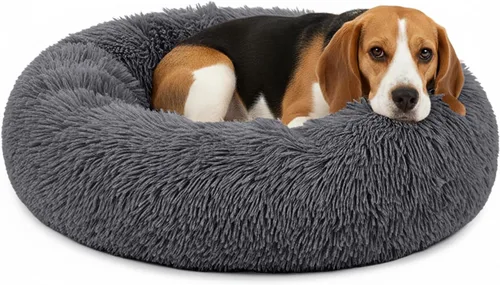 Vista 15 de PetAmi Cama calmante para perros y gatos pequeños y medianos, 23 camas redondas en forma de dona, cama lavable y esponjosa de piel sintética