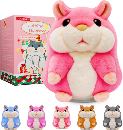 Vista 11 de TWORIVER Juguete de hámster parlante para niños de 2 a 4 años, repite lo que dices, juguete interactivo de peluche, juguete de aprendizaje de habla