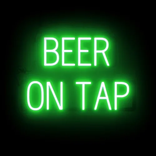 Vista 21 de SpellBrite Letrero de cerveza fría Letrero relacionado con la cerveza con aspecto de neón, fuente de luz LED verde 16.8 x 15.0 pulgadas