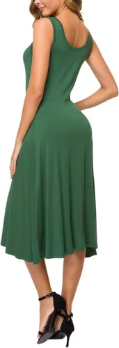 Vista 5 de Urban CoCo Vestido midi acampanado sin mangas con cuello en U para mujer vestido de verano