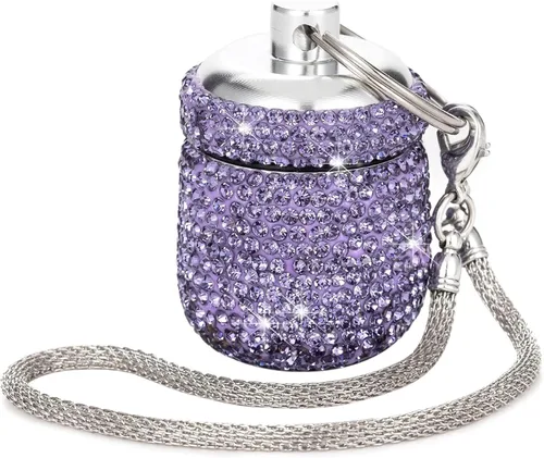 Vista 20 de Pastillero con llavero de diamante, pequeño organizador de píldoras, caja de bloqueo de medicamentos, lindo estuche de medicina para bolso, soporte