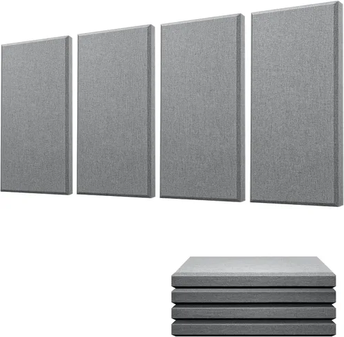 Vista 7 de Moukey - Paneles acústicos de 4 piezas, paneles de pared insonorizados de fibra de vidrio de 2.4" de espesor, 24"x12", paneles absorbentes de sonido