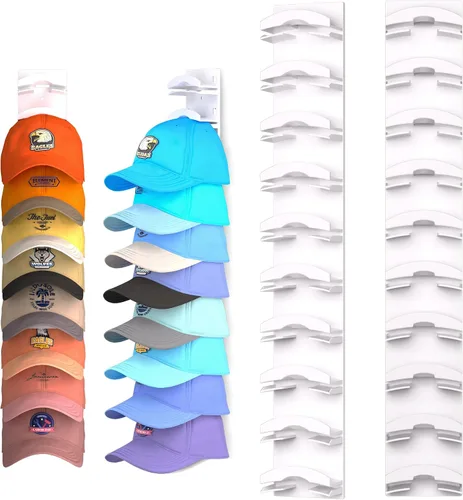 Vista 11 de Organizador de sombreros para gorras de béisbol, estante para sombreros de pared con adhesivo fuerte que sostiene hasta 10 sombreros, soporte