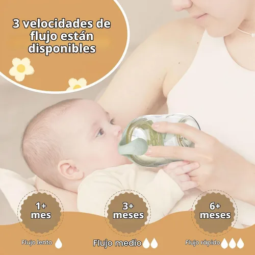 Vista 5 de Paquete de 4 pezones de biberón compatibles con biberón natural, pezones de silicona suave de repuesto, similares a los pechos con válvula