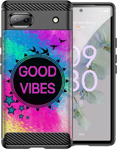 Vista 16 de CasesOnDeck Case Compatible with [Google Pixel 6A (2022) / Pixel 6A Case] Soft TPU Bumper Cover Carbon Fiber Texture Flexible (Blue Western)