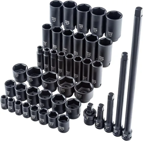 Vista 2 de 43PC 1/2" DR AE IMP JUEGO DE SOCKET, Negro