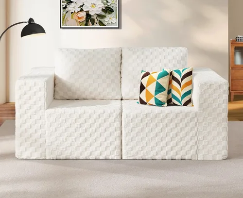 Vista 12 de Hobestluk Sofá seccional modular de sofá deshuesado de 105 pulgadas para 2-Gris