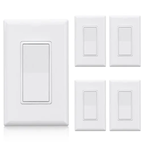 Vista 40 de Elegrp Interruptor de luz, 3 vías, 15 amperios, 120-277 voltios, reemplazo de pared de paleta basculante, corriente alterna, autopuesta a tierra