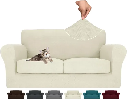 Vista 86 de MAXIJIN 2 piezas de fundas para silla con brazos, funda para silla de sofá para sala de estar, funda elástica para perros para una silla con 1 cojín