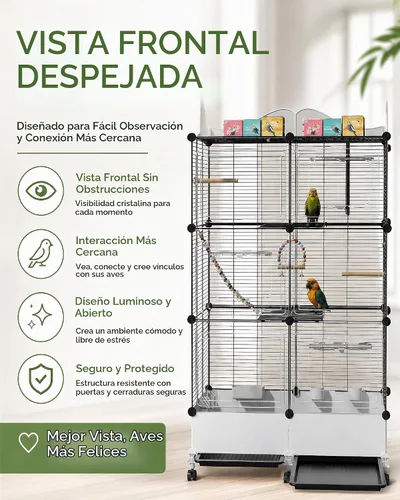 Vista 3 de Jaula grande para pájaros de 55 pulgadas cifrada con necesidades diarias incluidas