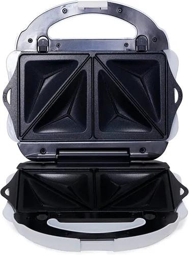 Vista 5 de Amazon Basics Wafflera, Sandwichera y Parrilla 3 en 1 Blanca, 700W