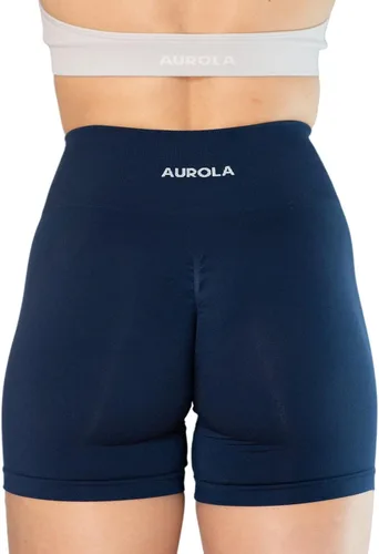Vista 4 de AUROLA Intensify - Pantalones cortos deportivos sin costuras de cintura alta para mujer, para correr, gimnasio, fitness, yoga, entrenamiento