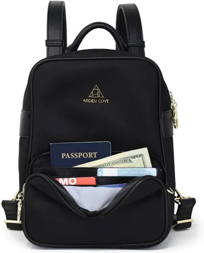Vista 2 de Arden Cove Mochila impermeable antirrobo Carmel con herrajes clásicos, Negro -, Mochila