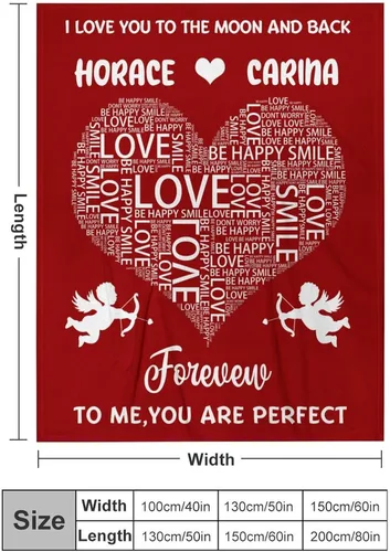 Vista 2 de Manta de amor personalizada para parejas, manta personalizada con imagen y nombre, regalo para novia, manta personalizada para el día de San