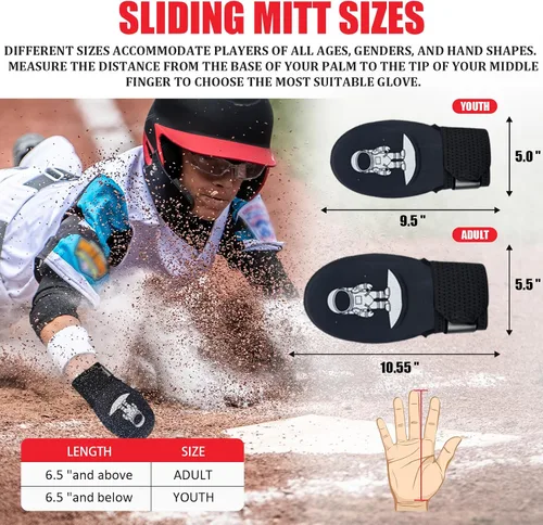 Vista 3 de Guante deslizante, guante de béisbol y sóftbol para niños, jóvenes y adultos - Flexible, transpirable, duradero, fácil de usar, ambidiestro