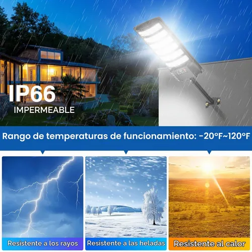 Vista 5 de Farolas solares impermeables para exteriores, 6500K 320°, gran angular, luz solar de estacionamiento 5730LED con sensor de movimiento y control