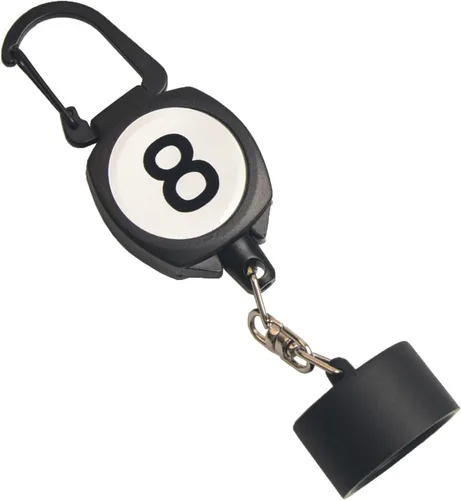 Vista 8 de Soporte para tiza de billar, soporte para tiza de billar con llavero retráctil negro