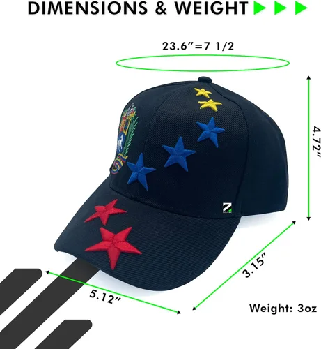 Vista 2 de Zelvox - Gorra de béisbol clásica venezolana unisex ajustable con pico sándwich Gorras de Venezuela 7 38