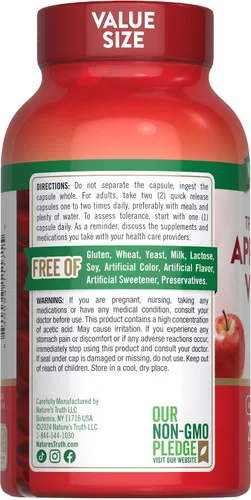 Vista 7 de Nature's Truth Cápsulas de vinagre de sidra de manzana 1200 mg 200 pastillas