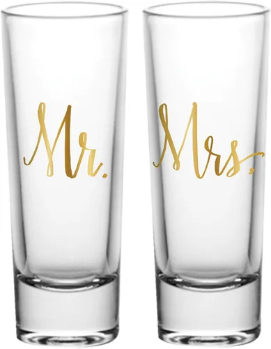 Vista 7 de Slant Collections Creative Brands - Juego de 2 vasos de chupito, 2 onzas, jefe/novio