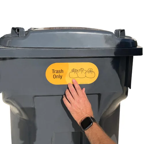 Vista 8 de SmartSign Paquete de 4 etiquetas adhesivas de 3.75 x 9 pulgadas con símbolo, poliéster laminado de 5 mil con adhesivo SuperStick, amarillo y negro