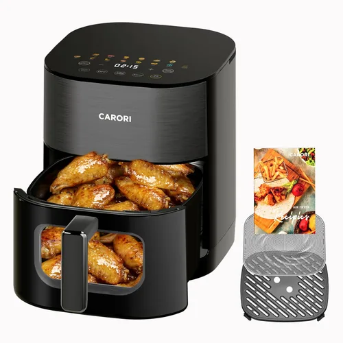 Vista 16 de CARORI Freidora de aire de 6 cuartos con ventana de visión, 12 preajustados, gran capacidad, 400 ℉ máximo crujiente, 1700 W comidas rápidas incluso