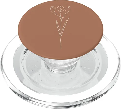 Vista 8 de Tulip Flower Line Art - PopSockets intercambiables con diseño minimalista floral y marrón pastel