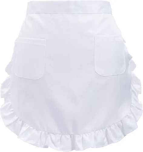 Vista 7 de Waist Apron Bonnet Set Colonial Cap Vintage Maid Hat Apron With Pockets Cooking Costume