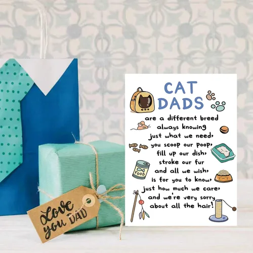 Vista 7 de YiKaLus Divertida tarjeta para el día del padre, gran regalo para el día del padre de parte de un gato Cat Dad