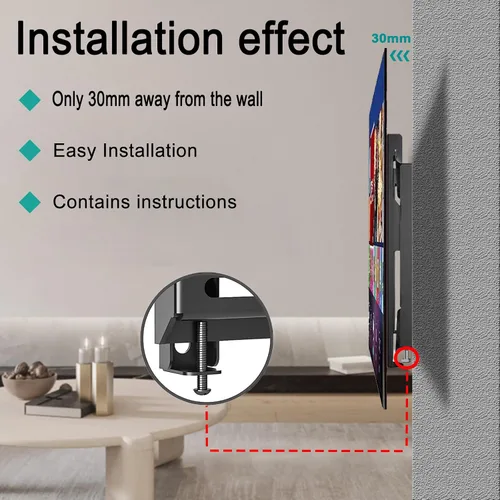 Vista 3 de Soporte fijo de pared para televisores y monitores de pantalla plana de 14 a 42 pulgadas, soporte universal de perfil bajo, VESA de hasta 7.874 x