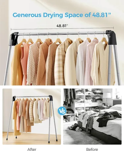 Vista 13 de APEXCHASER Tendedero plegable para ropa portátil, 48 pulgadas de alto