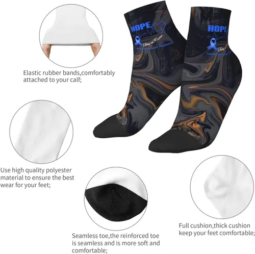 Vista 5 de Hope For A Cure Esophageal Cancer Awareness Ankle Socks Winter Low Cut Sports Warm Breathable Comfort Casual Socks For Mens And Womens