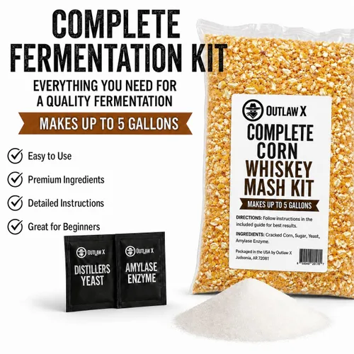 Vista 2 de Kit completo de puré y fermentación de whisky de maíz Moonshine de Outlaw X