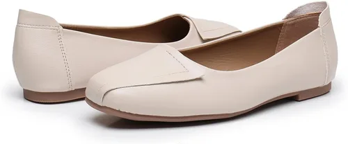 Vista 5 de VenusCelia - Zapatos bajos de baile para mujer Beige (Beige PU)