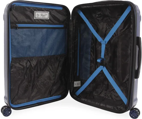 Vista 7 de Original Penguin Gibson - Juego de maleta expandible de 3 piezas con ruedas giratorias, color azul metálico, Azul metálico, Gibson - Juego de 3