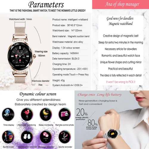 Vista 7 de H2 Reloj Inteligente Presión Arterial Monitor de Ritmo Cardíaco Deporte Impermeable Pulsera Nuevo Fitness Tracker