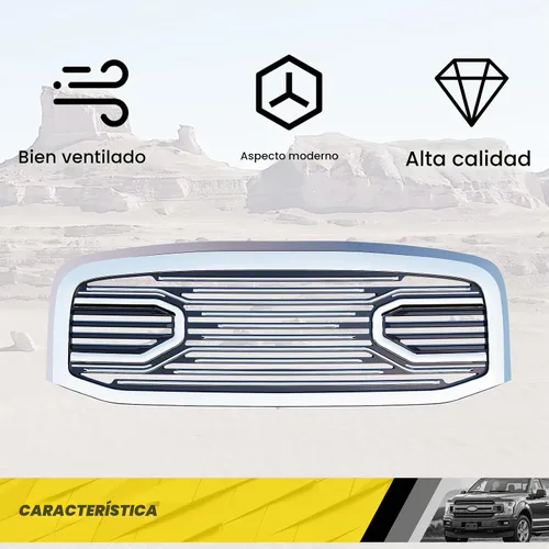 Vista 3 de KUAFU Parrilla de parachoques frontal compatible con Dodge RAM 2500 3500 2006-2009, Dodge RAM 1500 2006-2008. Repuesto de carcasa Big Horn