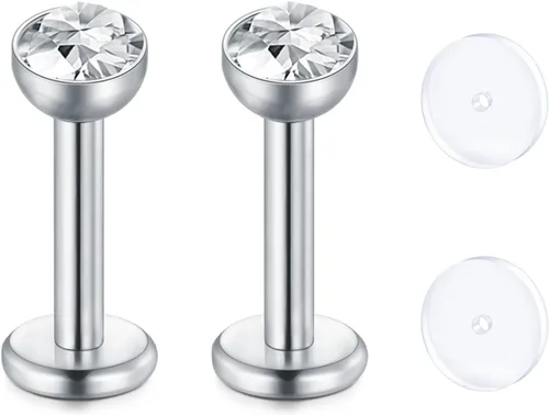 Vista 16 de D.Bella Retenedores de piercing transparentes de 16G para cartílago flexible para hélix, daith, rook, tragus, retenedor de aretes Bioflex, nariz