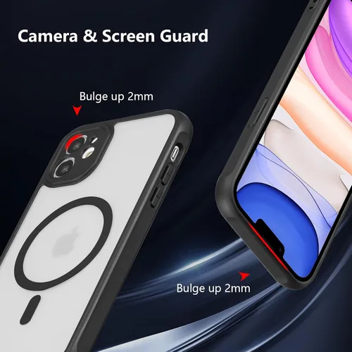 Vista 20 de RALEAVO Funda mate compatible con iPhone 12, delgada, translúcida, esmerilada, parte trasera de policarbonato, protección militar contra caídas