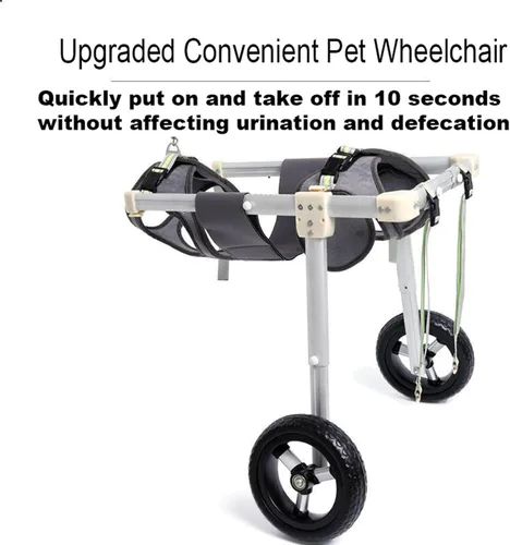 Vista 2 de Silla de ruedas para perros para patas traseras, rehabilitación ajustable, 2 ruedas, carrito de perros, silla de ruedas para perros con patas