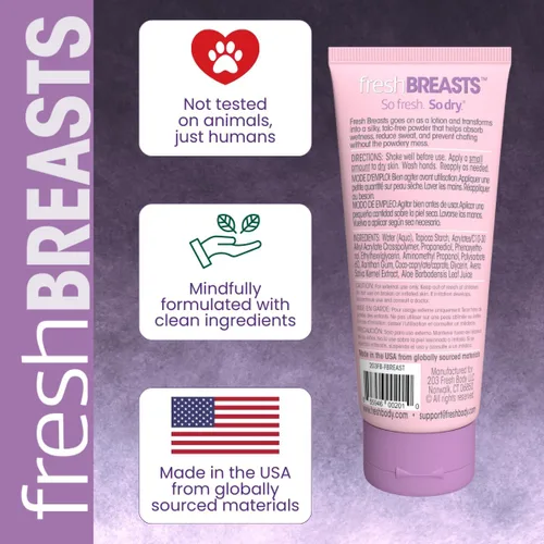 Vista 7 de Fresh Body FB Fresh Breasts - Loción desodorante antirozaduras en polvo, 3.4 onzas, desodorante de cuerpo entero para mujeres, muslos interiores