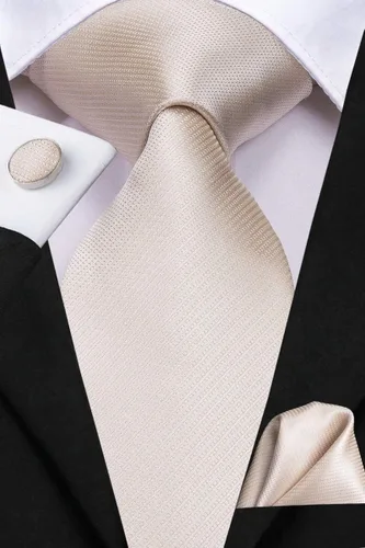 Vista 2 de Hi-Tie Corbatas de seda tejidas para hombre con bolsillo cuadrado y gemelos