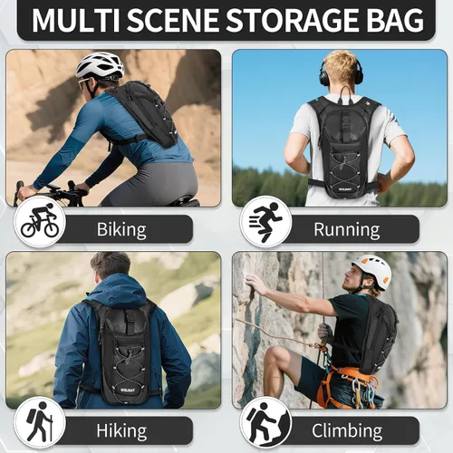 Vista 7 de Mochila de hidratación con vejiga de agua a prueba de fugas, mochila ligera de agua hidroeléctrica para rave, ciclismo, correr, senderismo, escalada