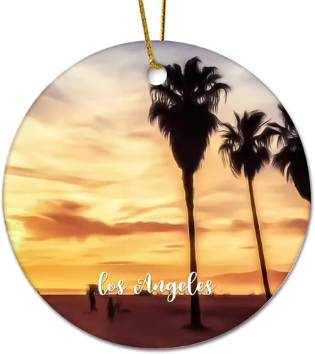 Vista 12 de Hawaii City Scene Building Cityscape Natural Landscape Decorative Ceramic Christmas Ornament for Xmas Tree Hanging Keepsake Holiday Ornaments