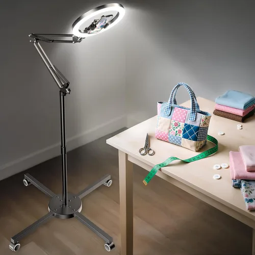Vista 10 de Soporte de luz para trípode mejorado con 2 brazos telescópicos, trípode de luz de anillo de 67 pulgadas para iPhone y Android, soporte de teléfono