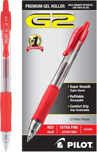 Vista 15 de Bolígrafos Pilot G2 Premium de Gel, Punta Extra Fina de 0.5 mm, Bolígrafos de Gel de Tinta Negra, Paquete de 12 - Ideal para Escuela, Diario